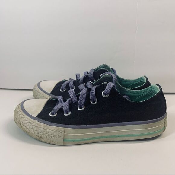 Converse All Star Double Ox Tongue #642905F Black Purple Shoes Junior Size US 12 - Picture 1 of 9